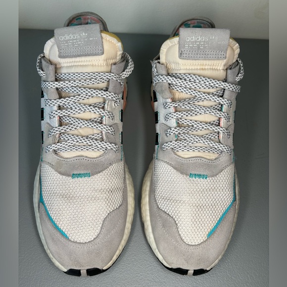 Adidas Men’s Nite Jogger White Hi-Res Aqua Size 12 - Picture 8 of 12